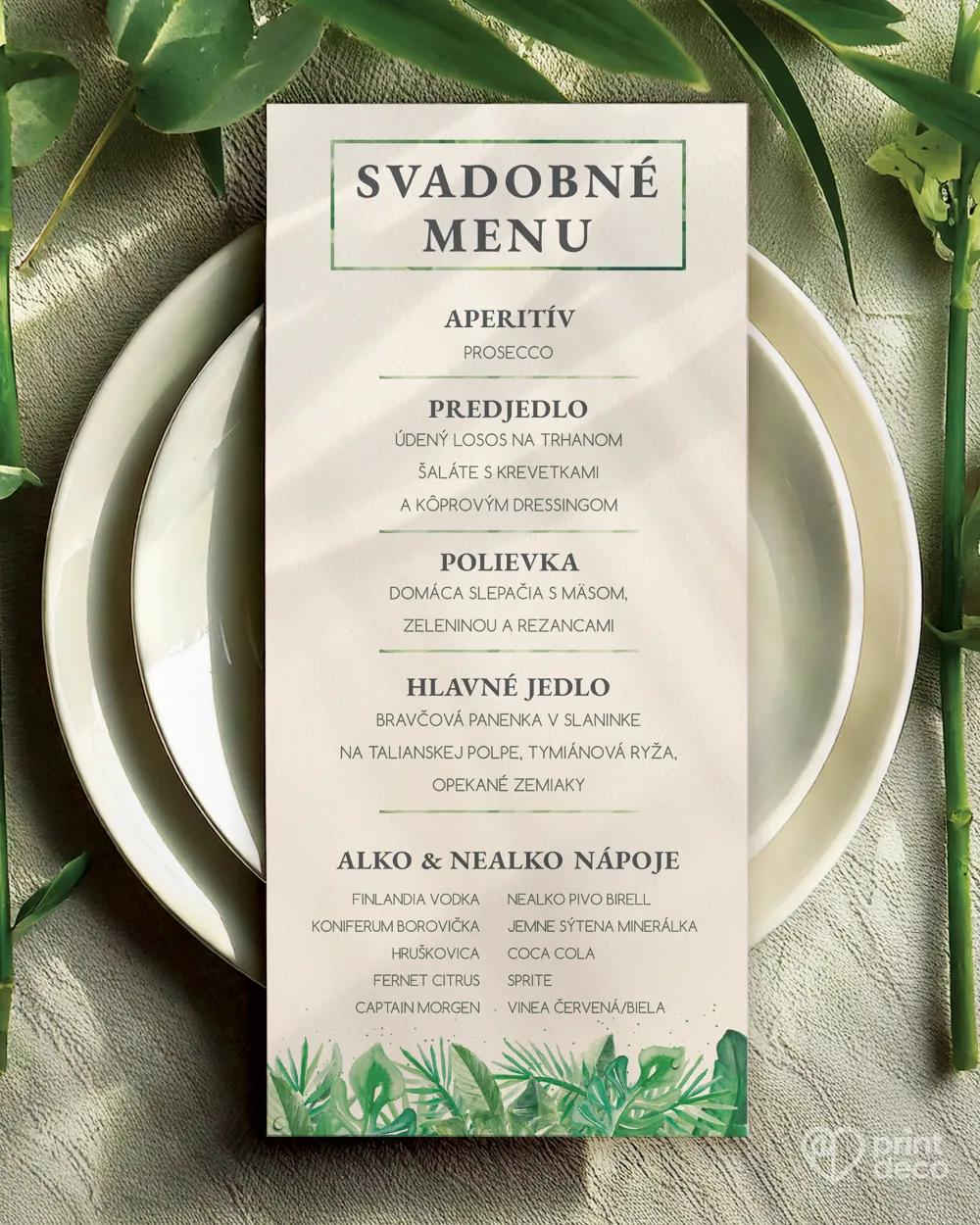 Svadobné menu - Greenery 01 1/5