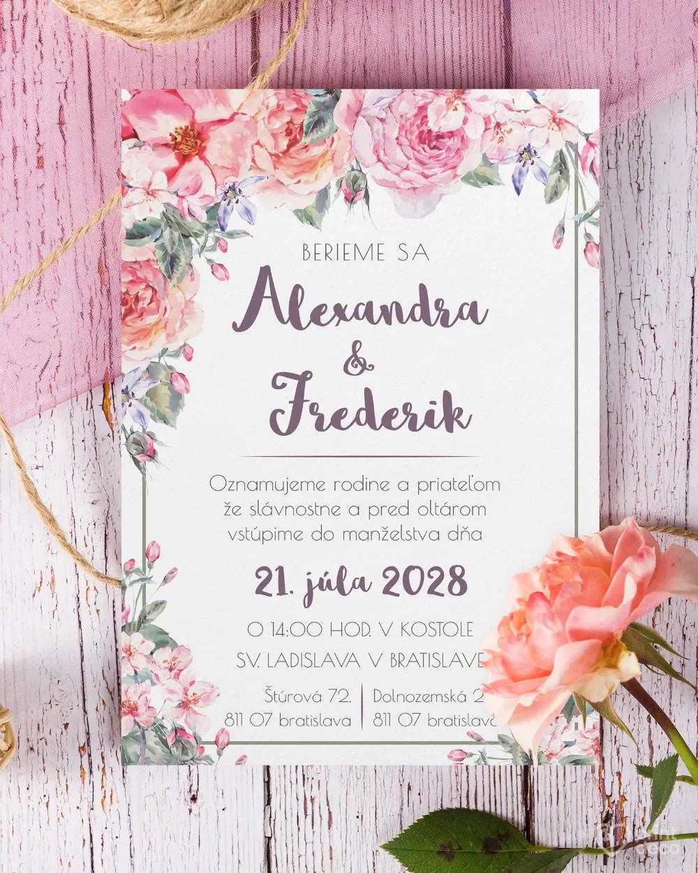 Svadobné oznámenia vo vintage štýle s ružami 2/4
