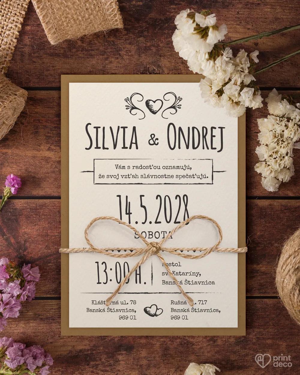 Jednoduché vintage svadobné oznámenia 5/9