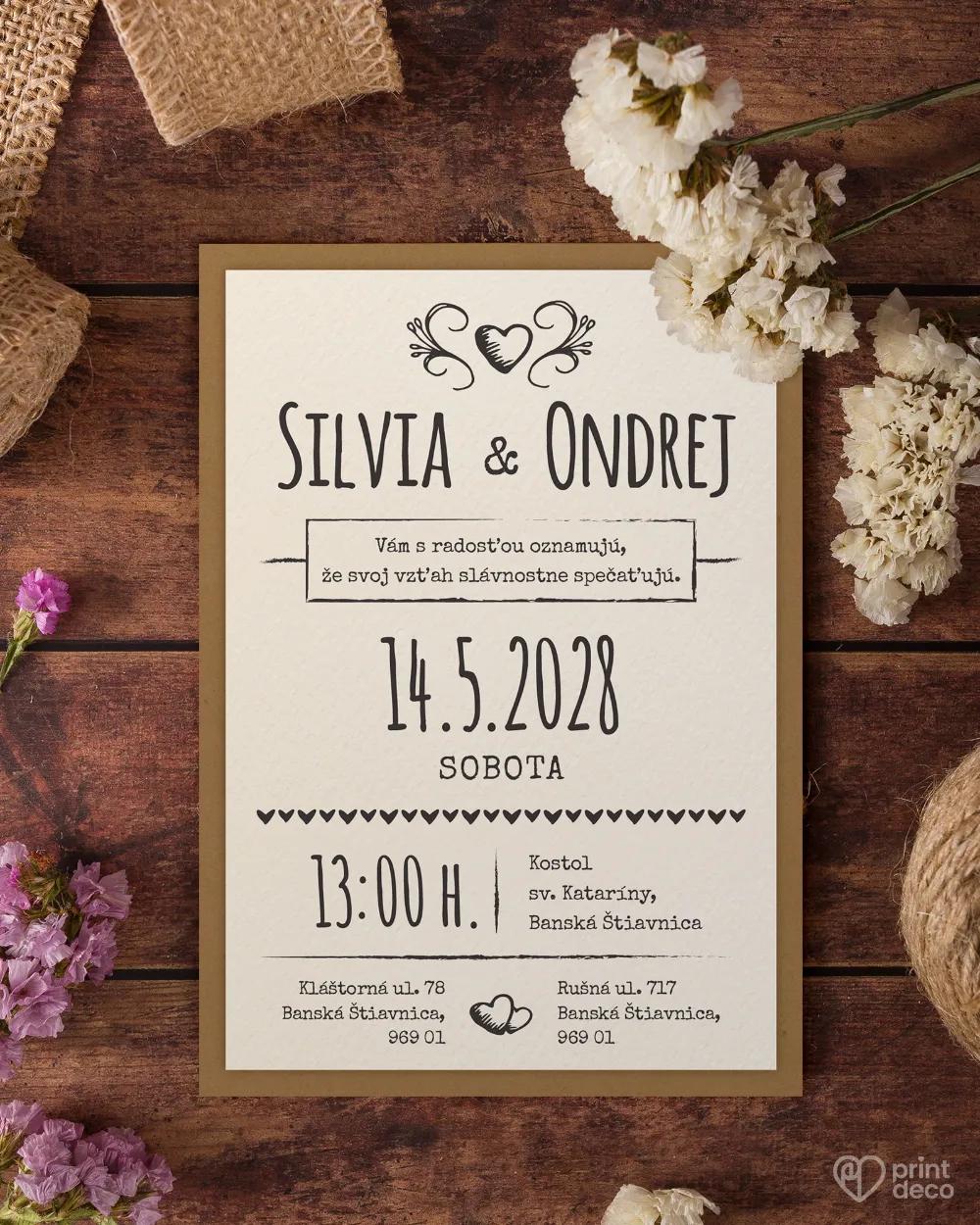 Jednoduché vintage svadobné oznámenia 4/9