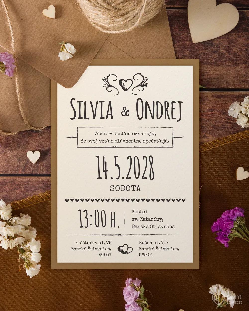 Jednoduché vintage svadobné oznámenia 2/9