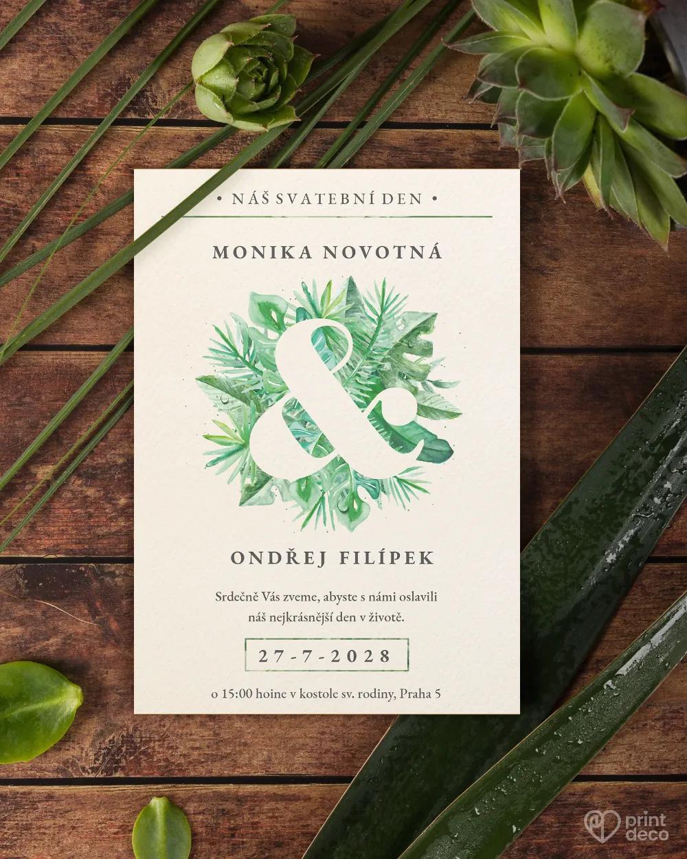 Svadobné oznámenia v Greenery motíve 4/6