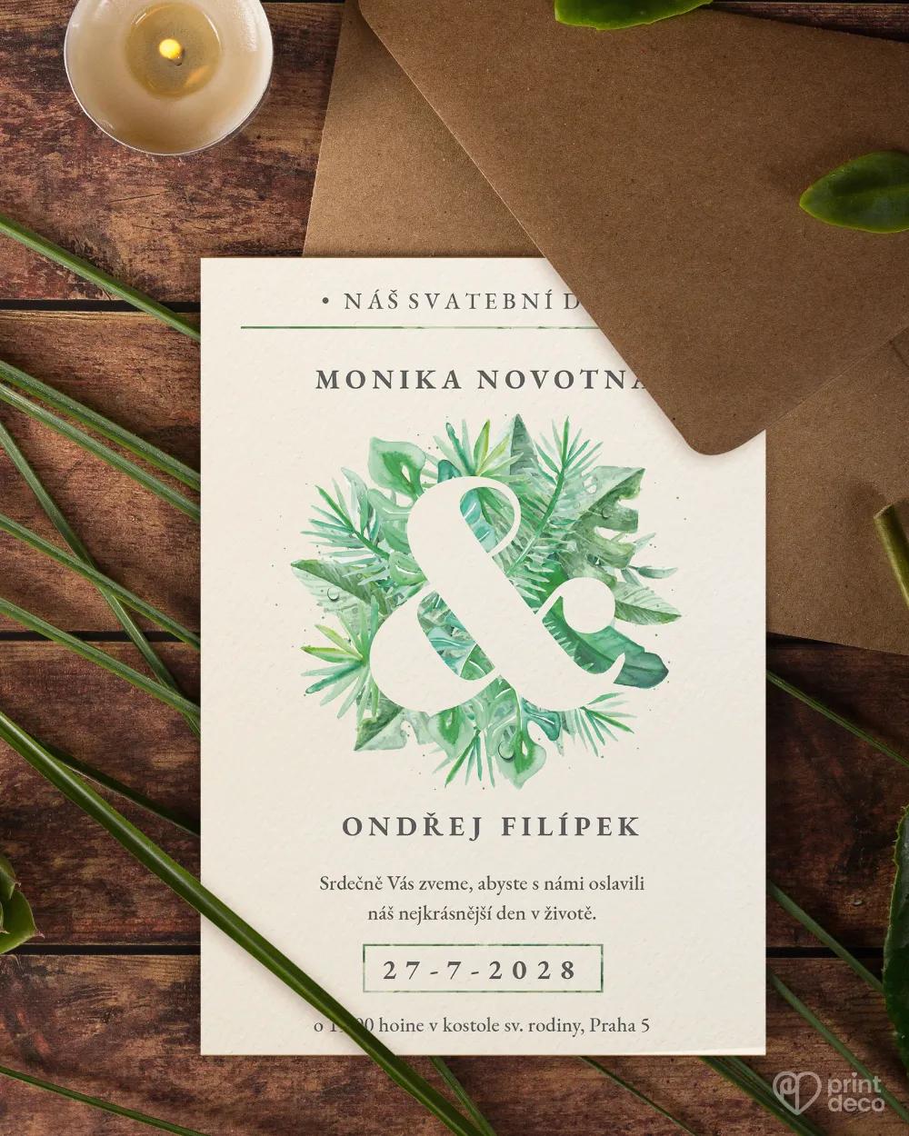 Svadobné oznámenia v Greenery motíve 3/6