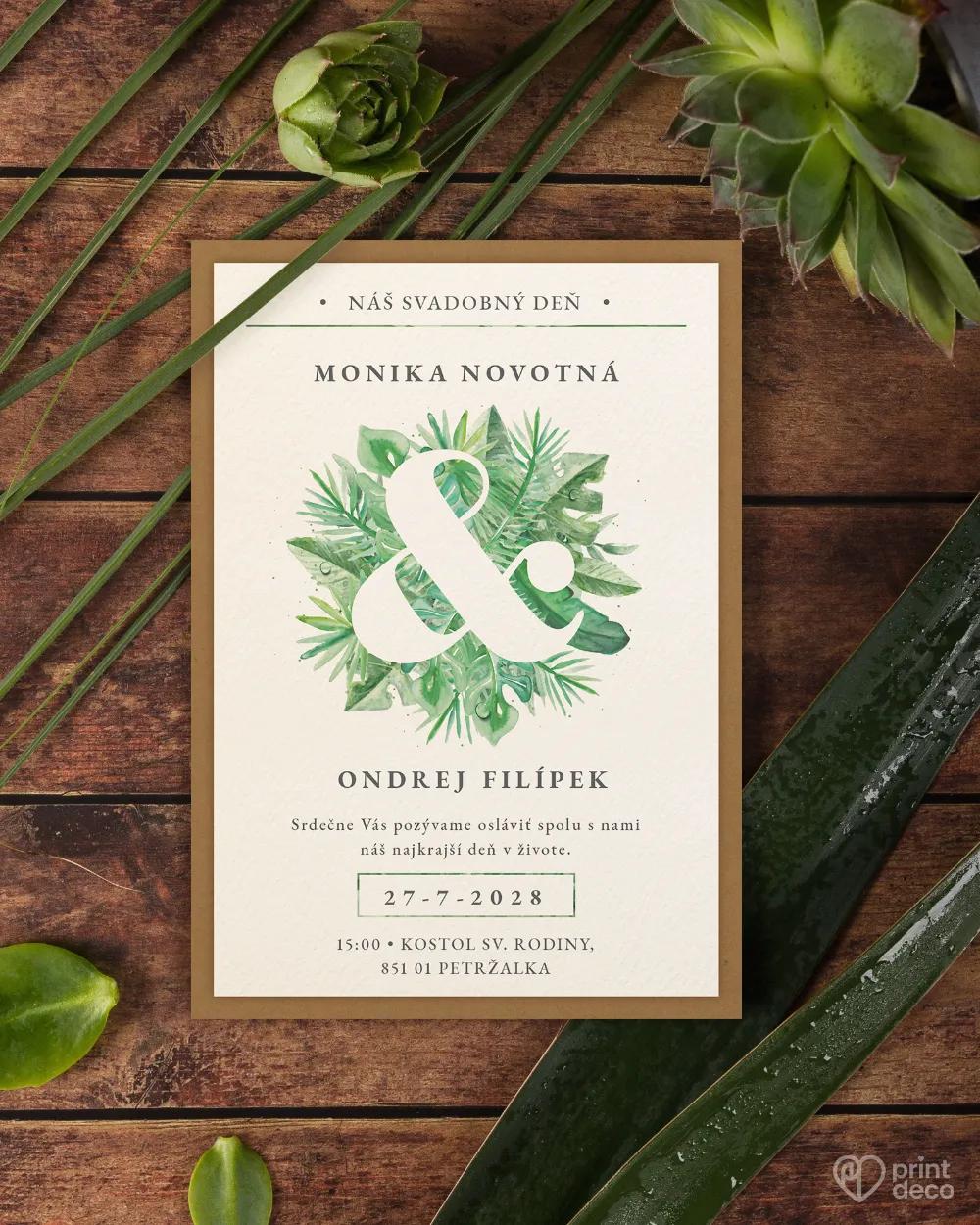Svadobné oznámenia v Greenery motíve 2/6