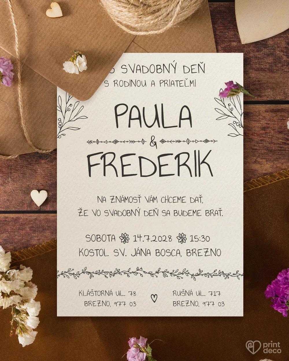 Svadobné oznámenia s čipkou a jutovým viazaním 7/8