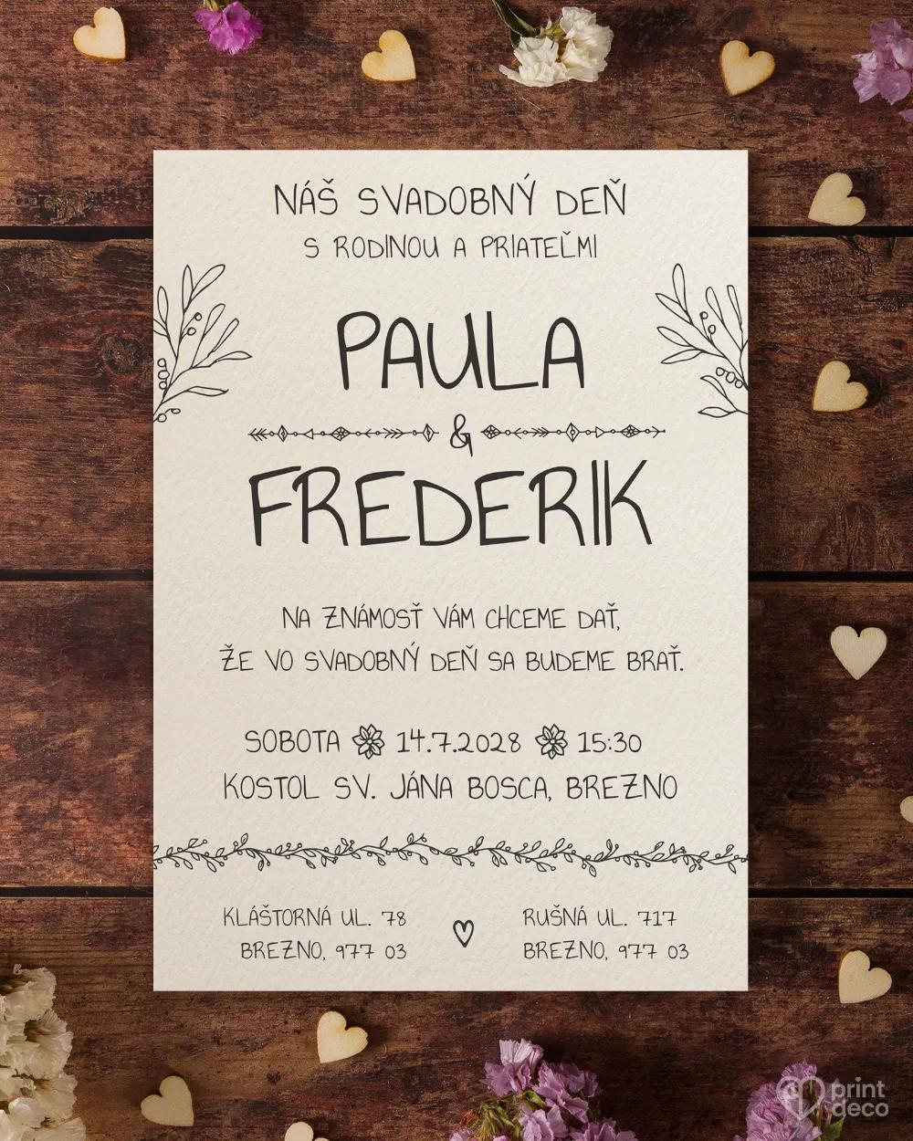 Svadobné oznámenia s čipkou a jutovým viazaním 6/8