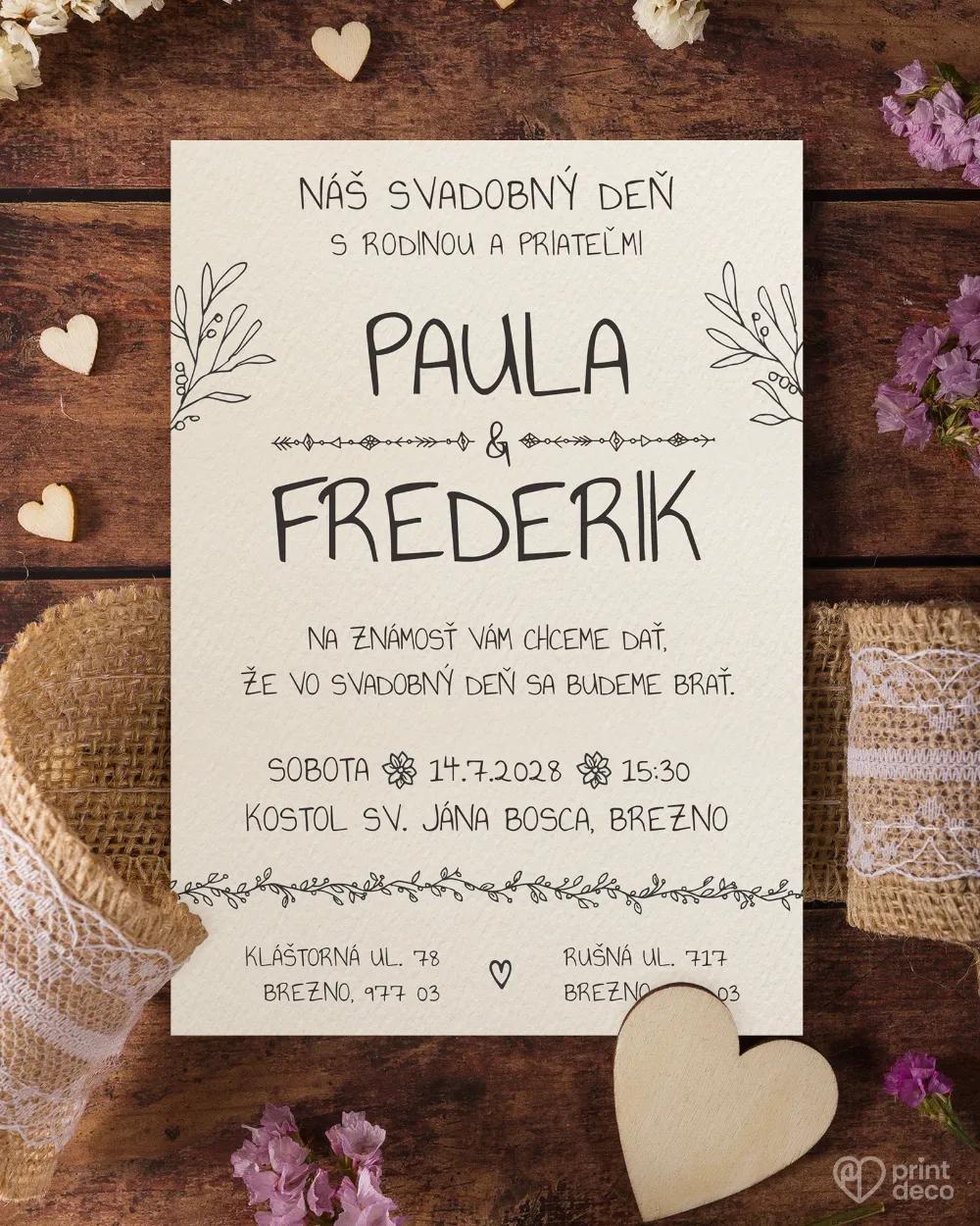 Svadobné oznámenia s čipkou a jutovým viazaním 5/8