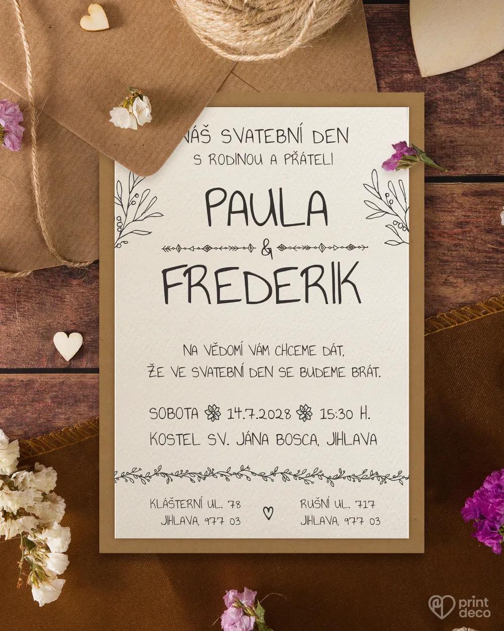 Svadobné oznámenia s čipkou a jutovým viazaním 4/8