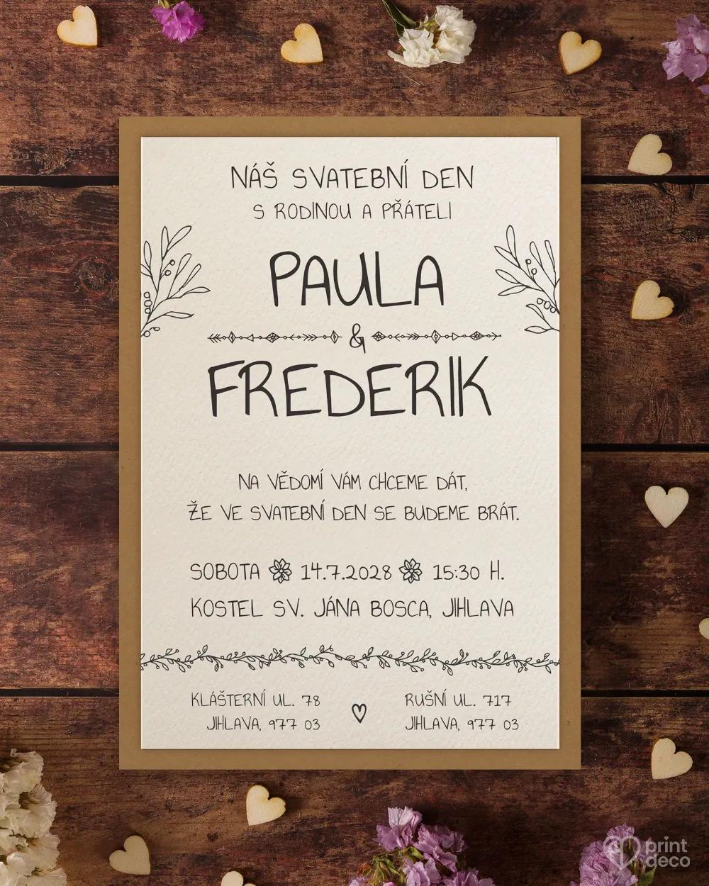 Svadobné oznámenia s čipkou a jutovým viazaním 2/8