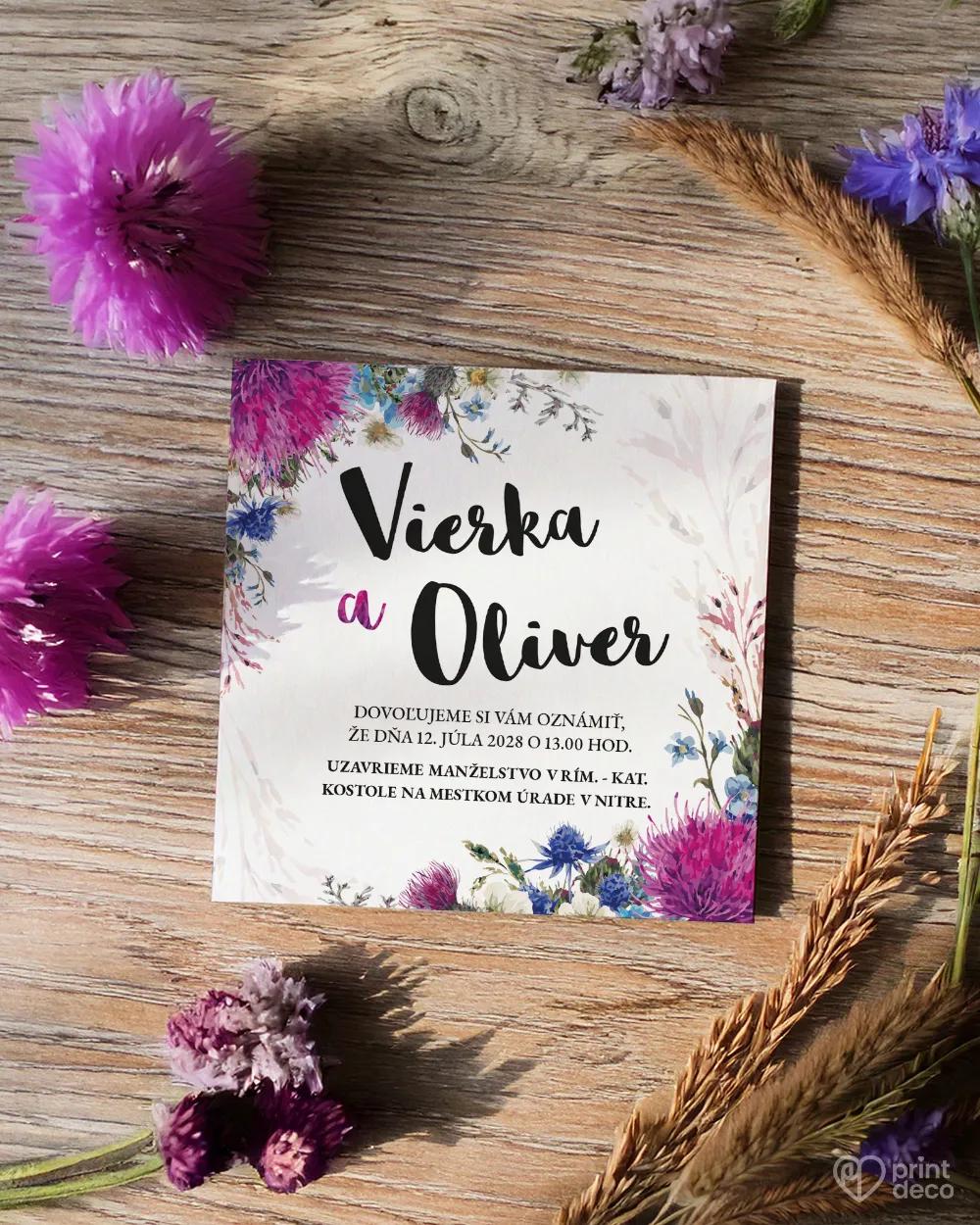 Svadobné oznámenia pestré Poľné kvety 1/2
