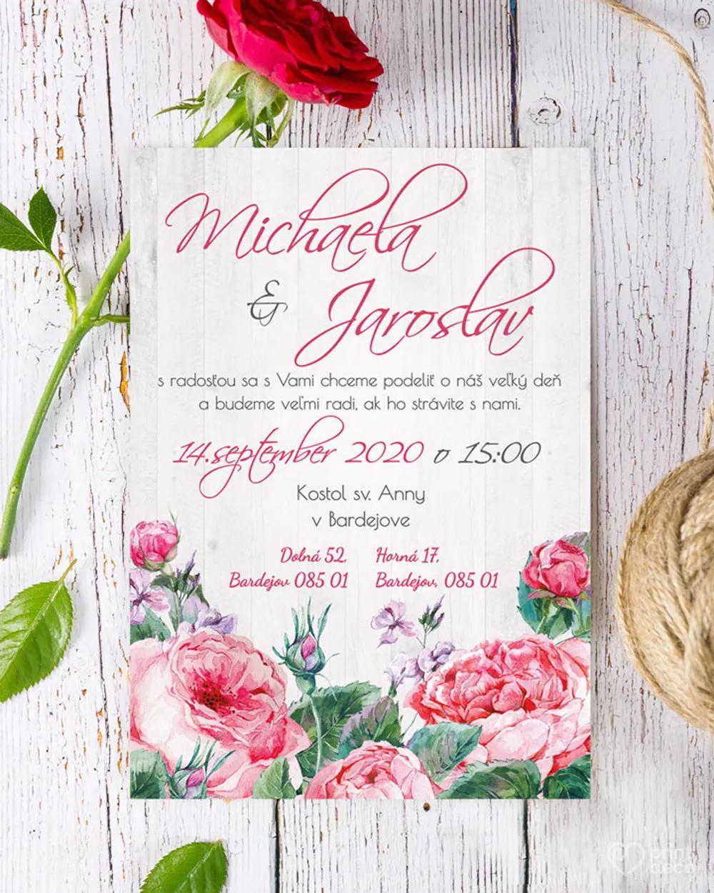 Svadobné oznámenia s ružami a vintage prvkami 4/6