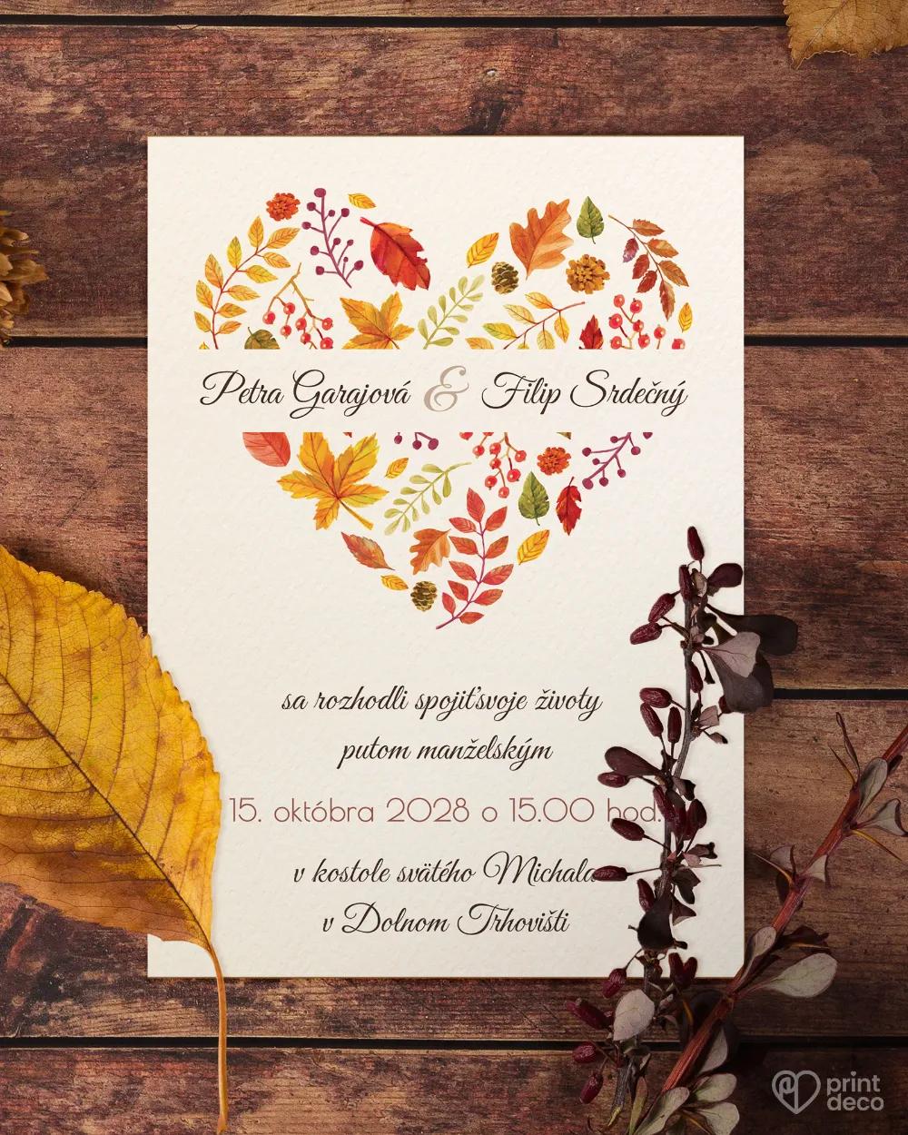 Pestrofarebné svadobné oznámenia Jeseň 1/6
