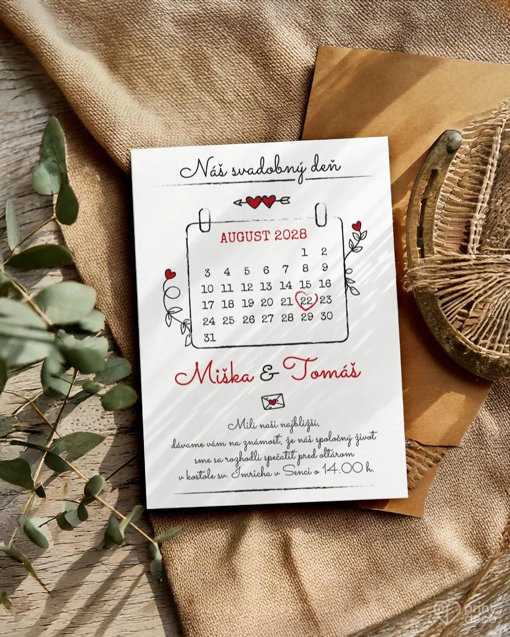 Jednoduché svadobné oznámenia s kalendárikom 1/2