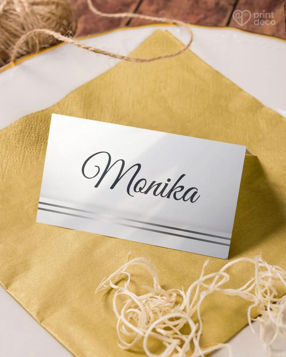 Menovky na oslavu Luxusný motív so striebornou mašľou 1/3