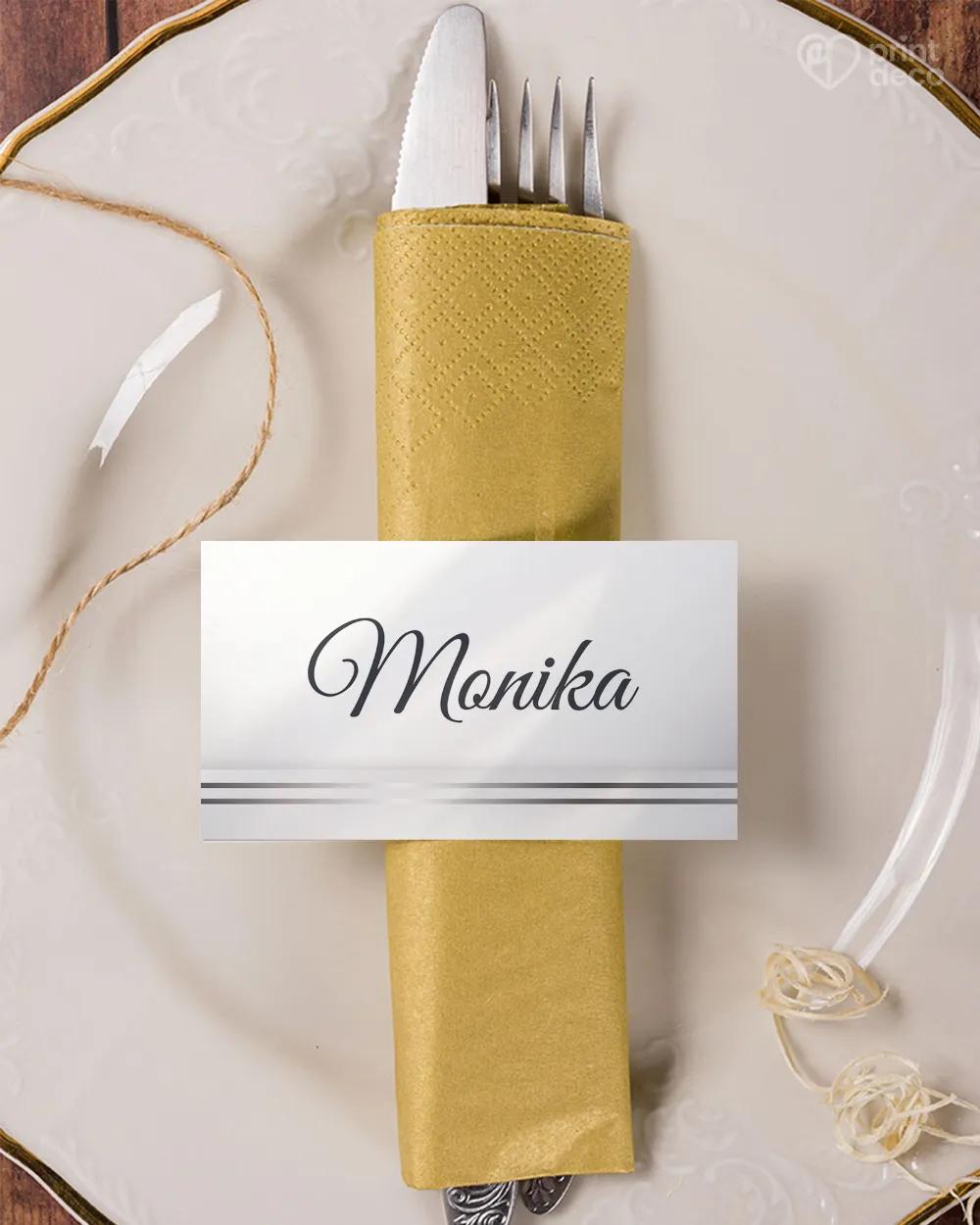 Menovky na oslavu Luxusný motív so striebornou mašľou 2/3
