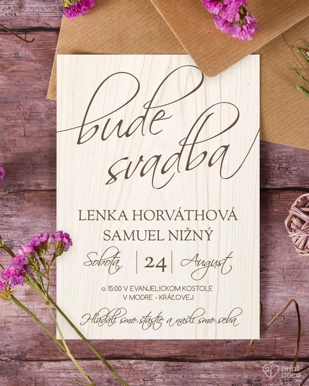 Svadobné oznámenia s motívom Drevo (svetlé) 1/3