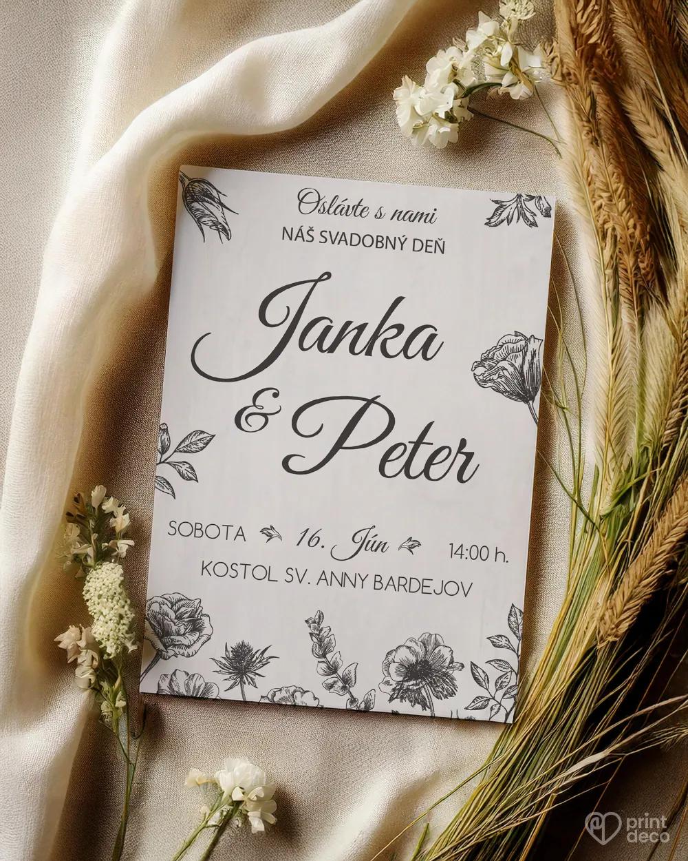 Svadobné oznámenia so svetlým motívom poľné kvety 1/2
