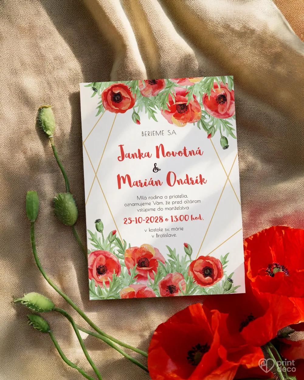 Svadobné oznámenia - Poľné maky 1/2