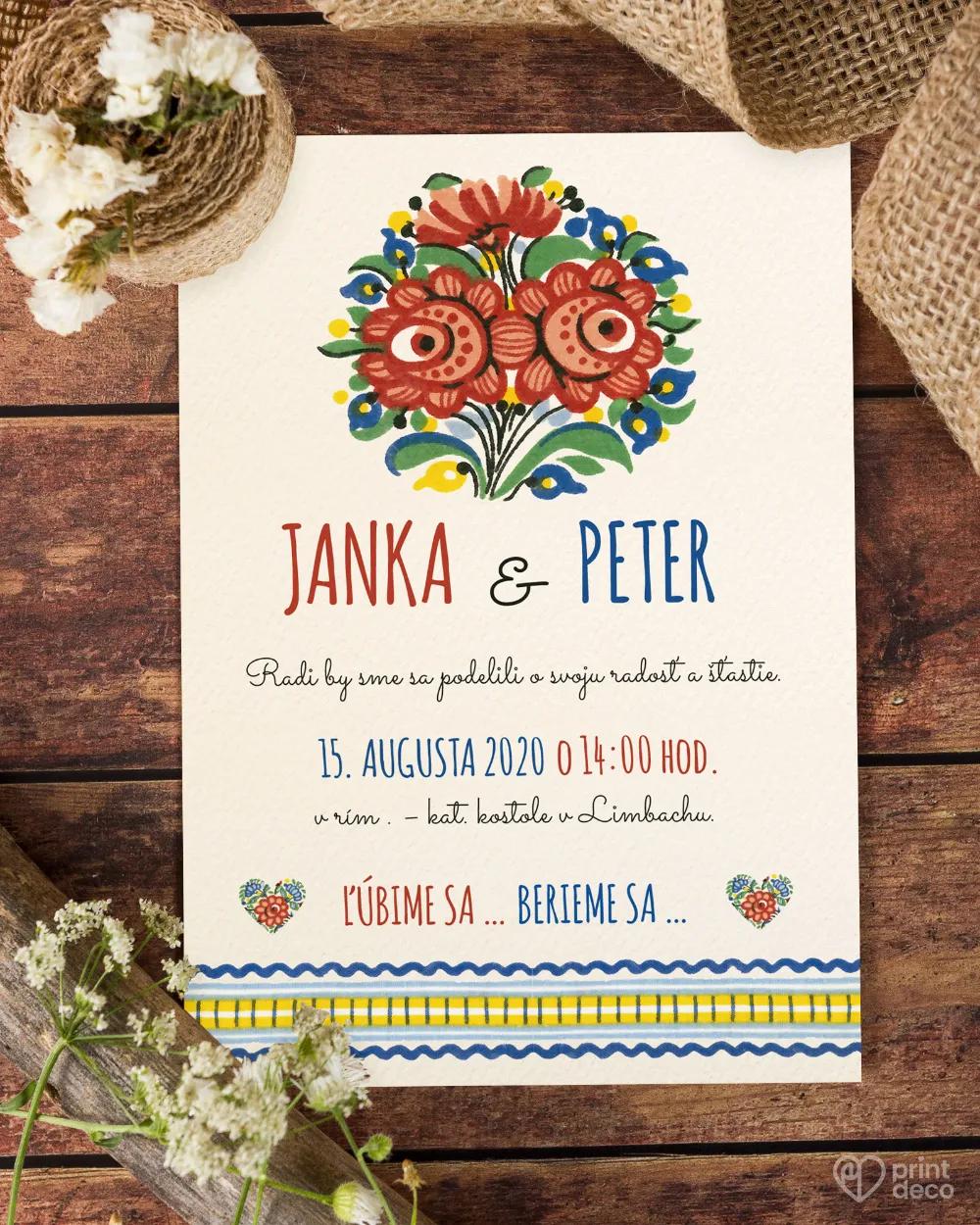 Svadobné oznámenia s ľudovým motívom IV. 3/4