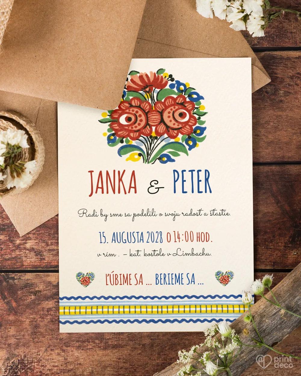 Svadobné oznámenia s ľudovým motívom IV. 2/4