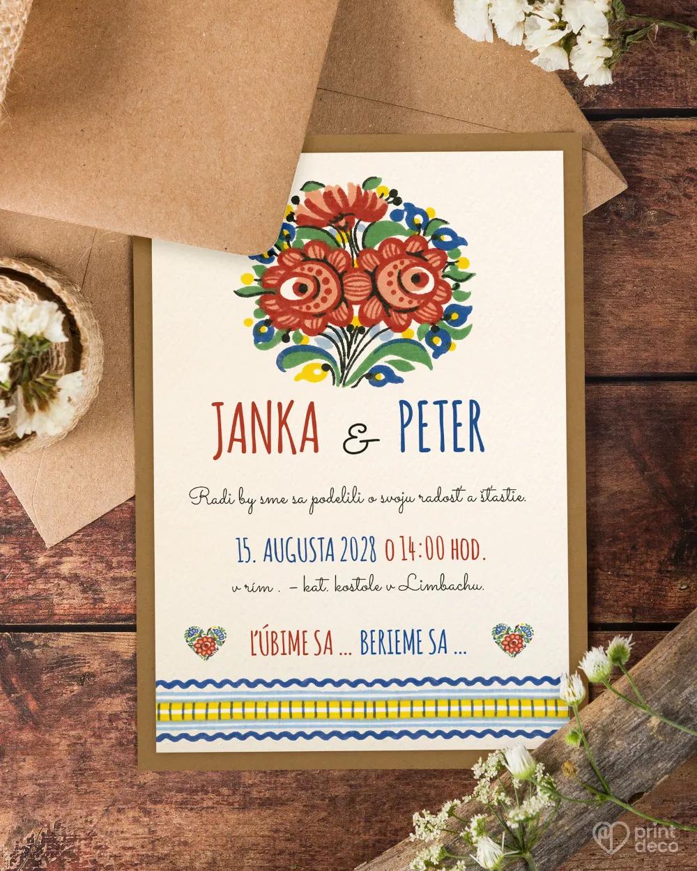 Svadobné oznámenia s ľudovým motívom IV. 1/4