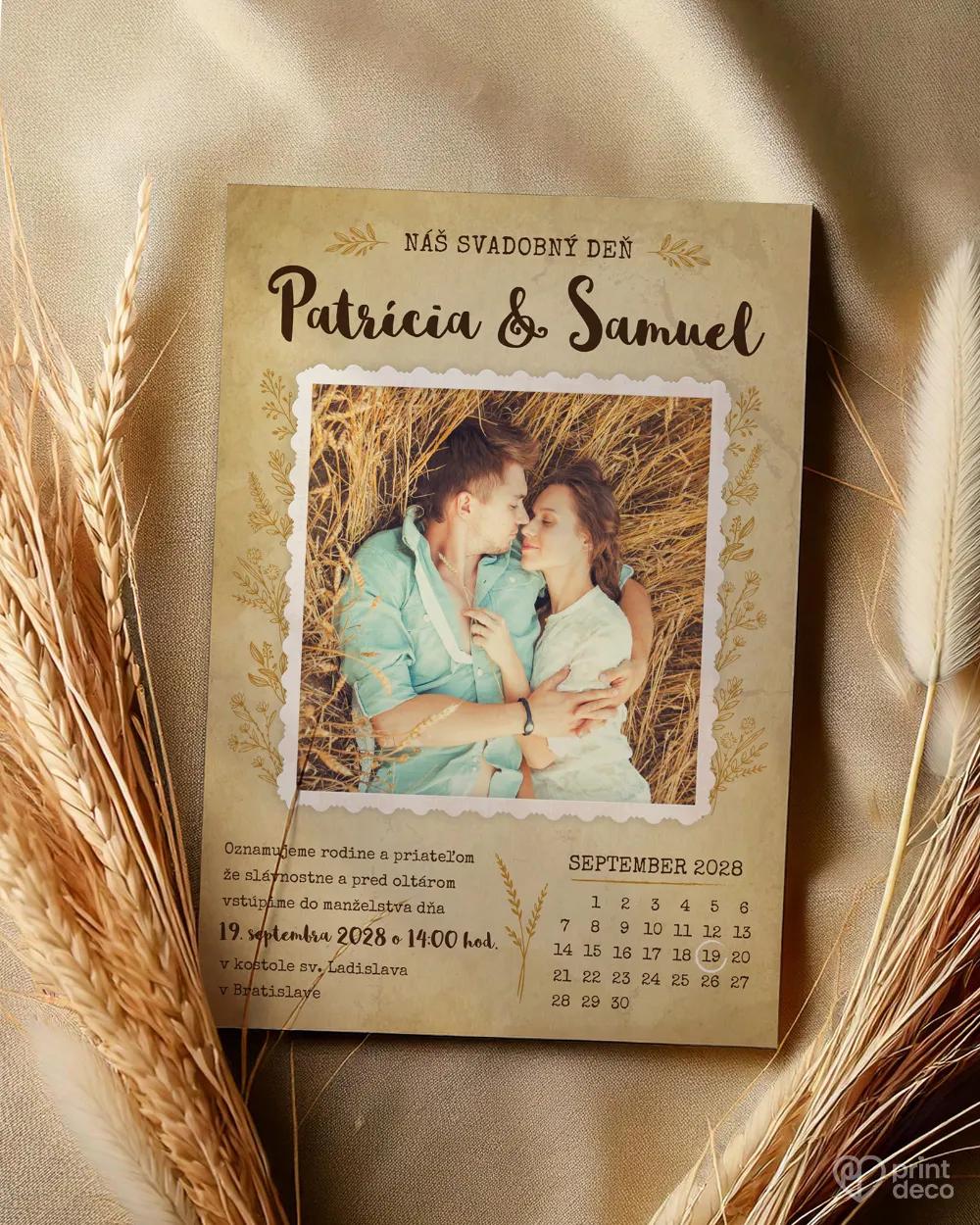 Svadobné oznámenie s fotografiou - Polia lásky 1/2