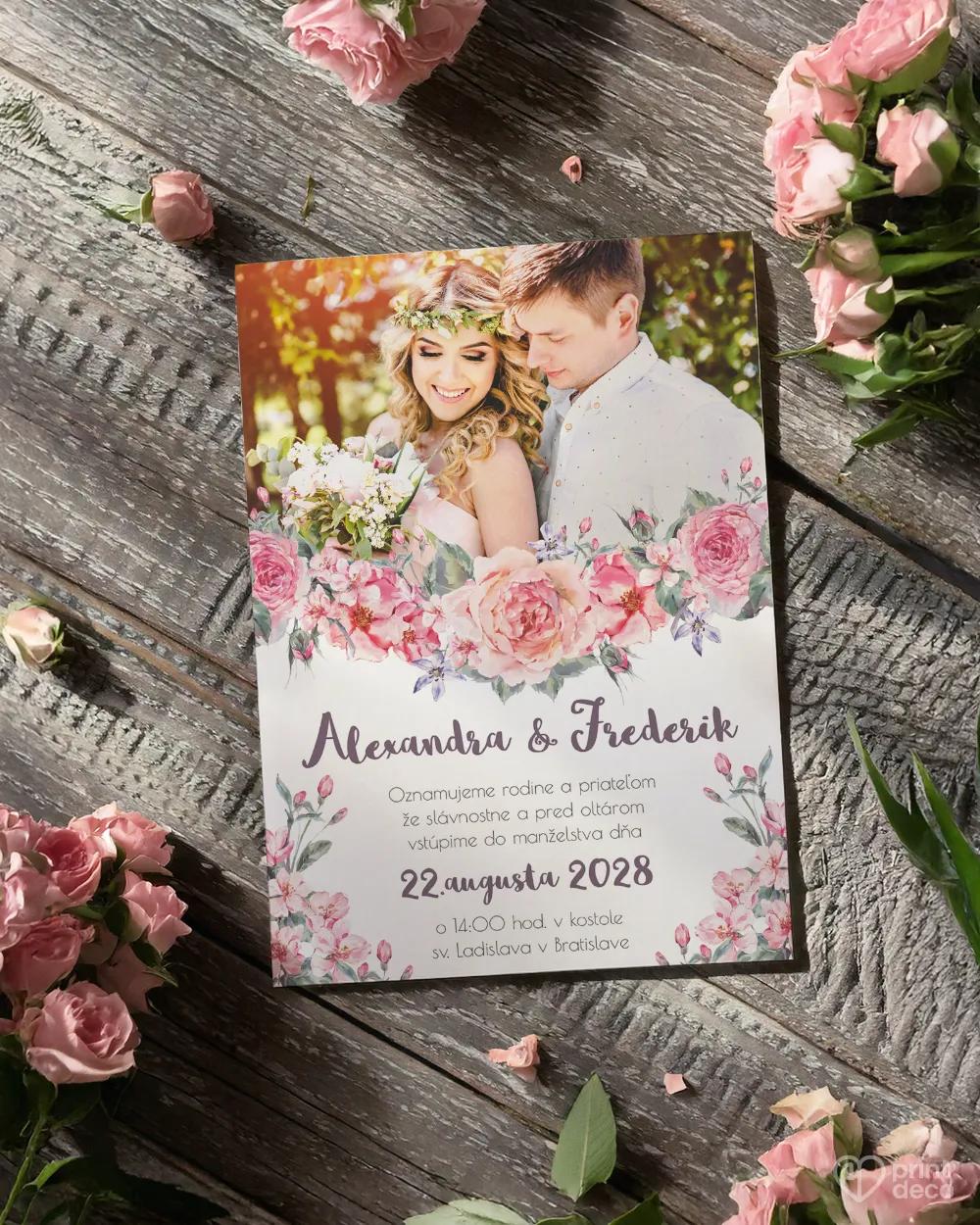 Svadobné oznámenie s fotografiou - Záhrada lásky 1/2