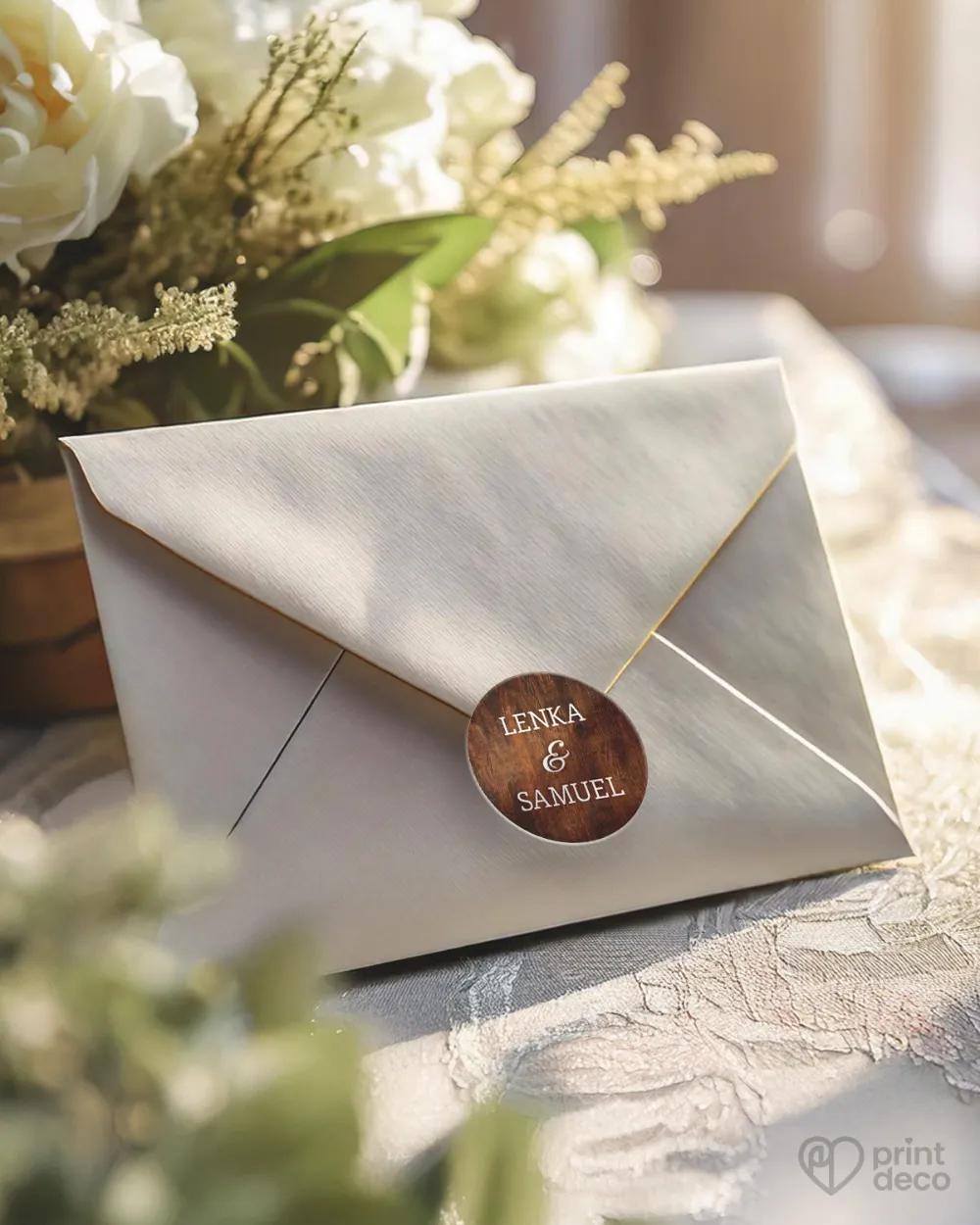 Mini nálepky na obálky / darčeky s motívom Drevo (hnedé) 1/3