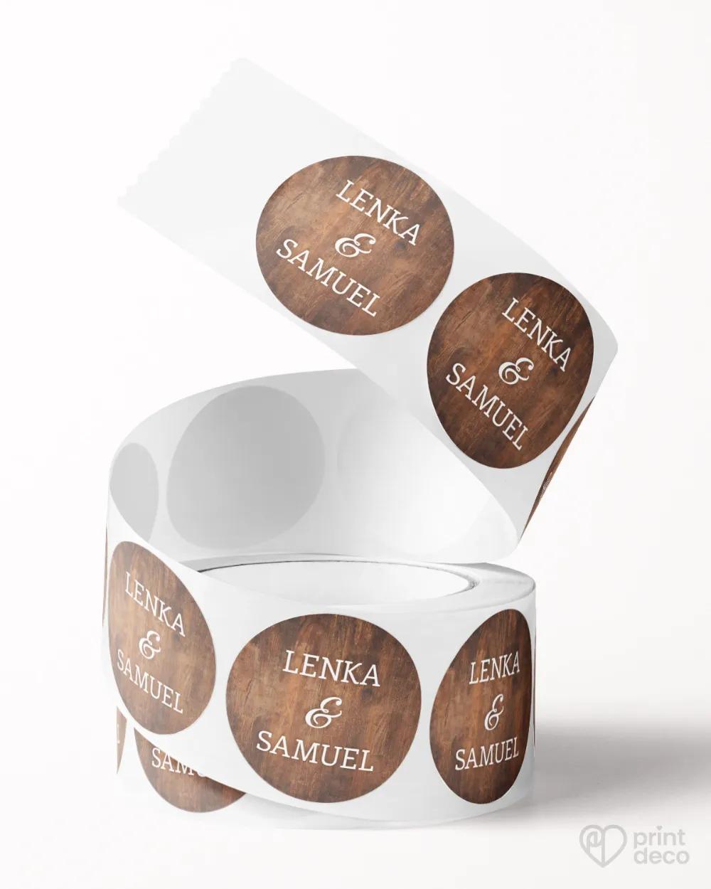 Mini nálepky na obálky / darčeky s motívom Drevo (hnedé) 2/3