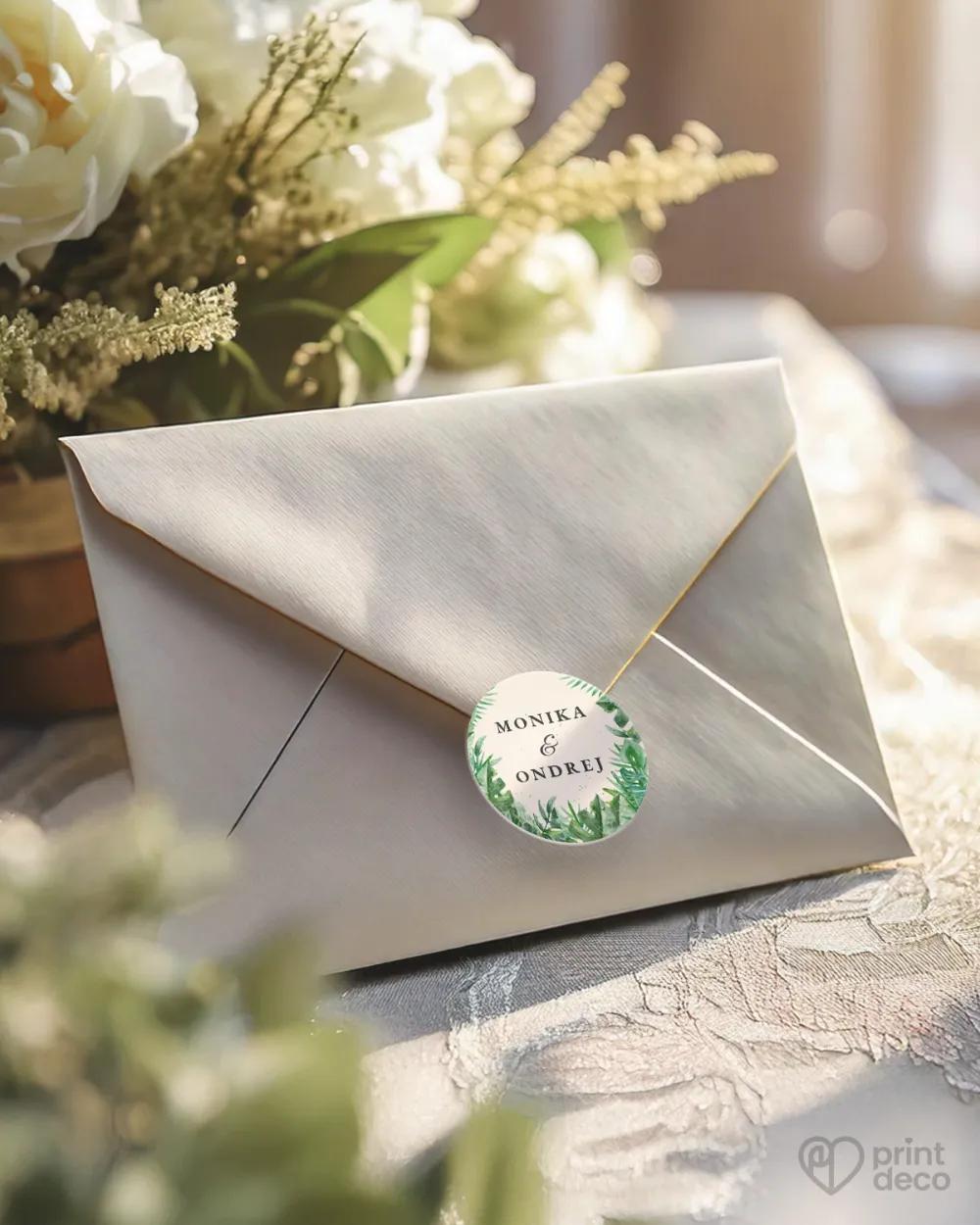 Mini nálepky na obálky / darčeky v Greenery motíve 1/3