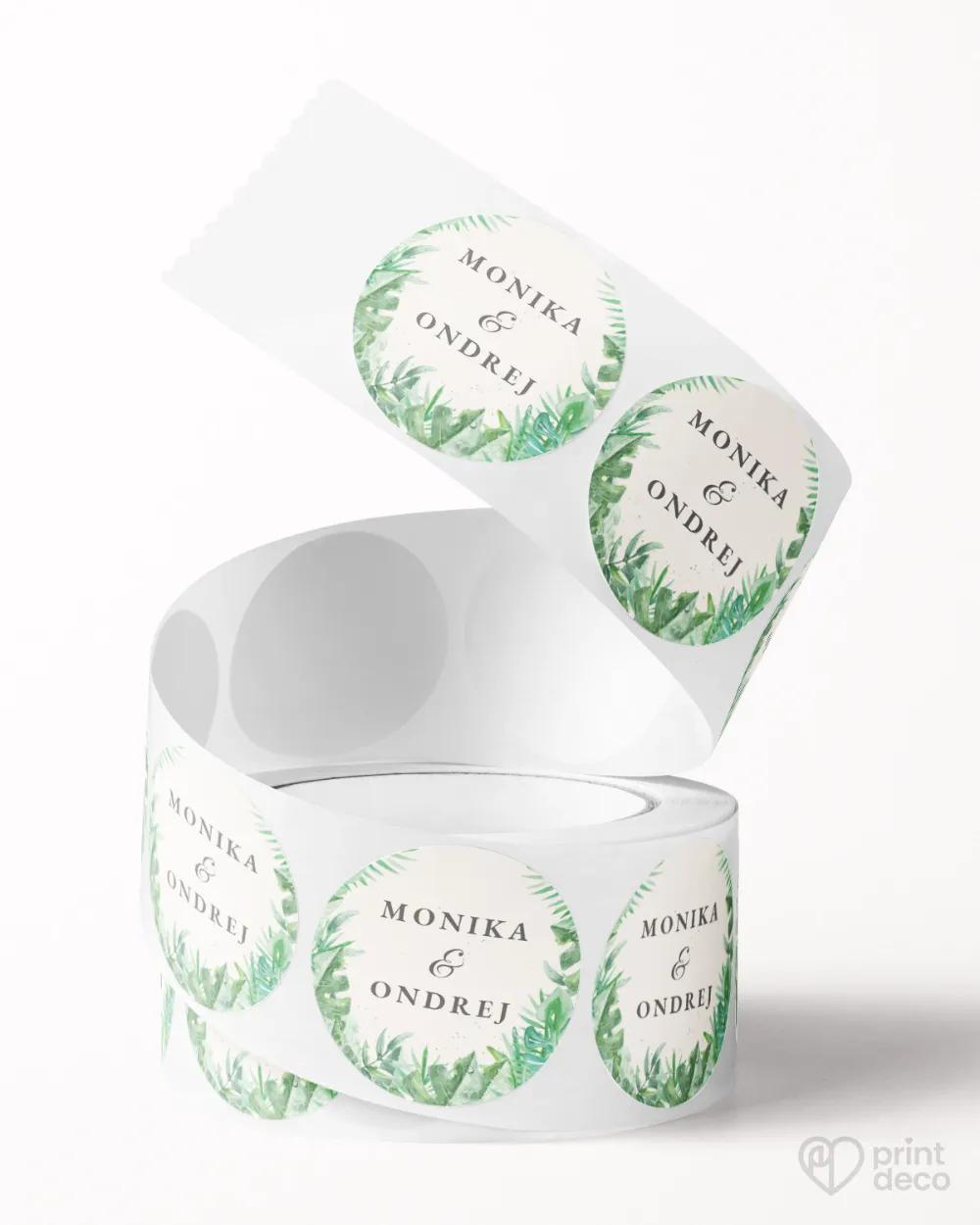 Mini nálepky na obálky / darčeky v Greenery motíve 2/3