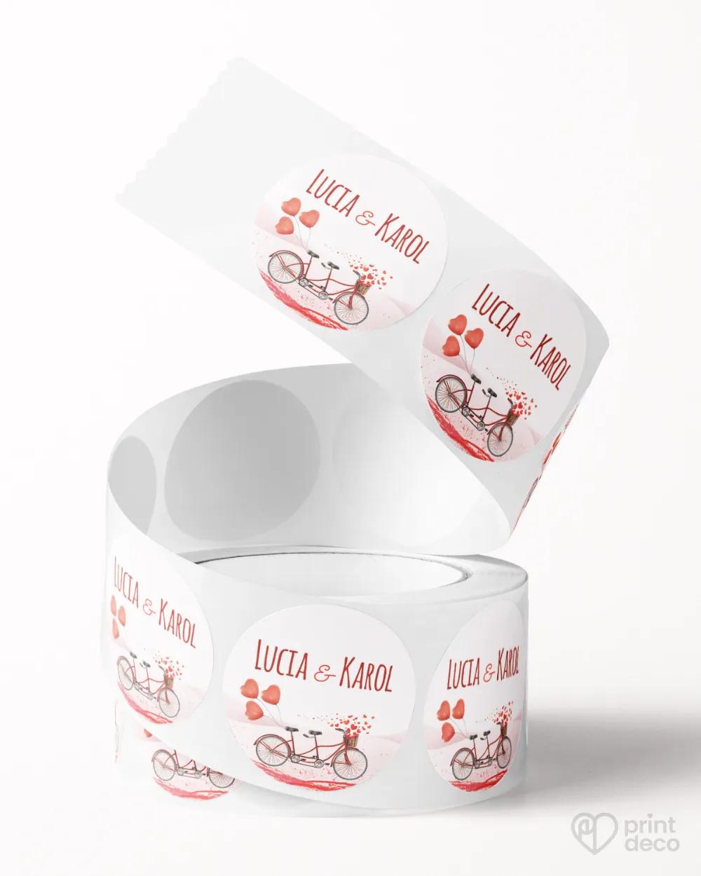 Mini nálepky na obálky / darčeky s motívom svadobný bicykel 2/3