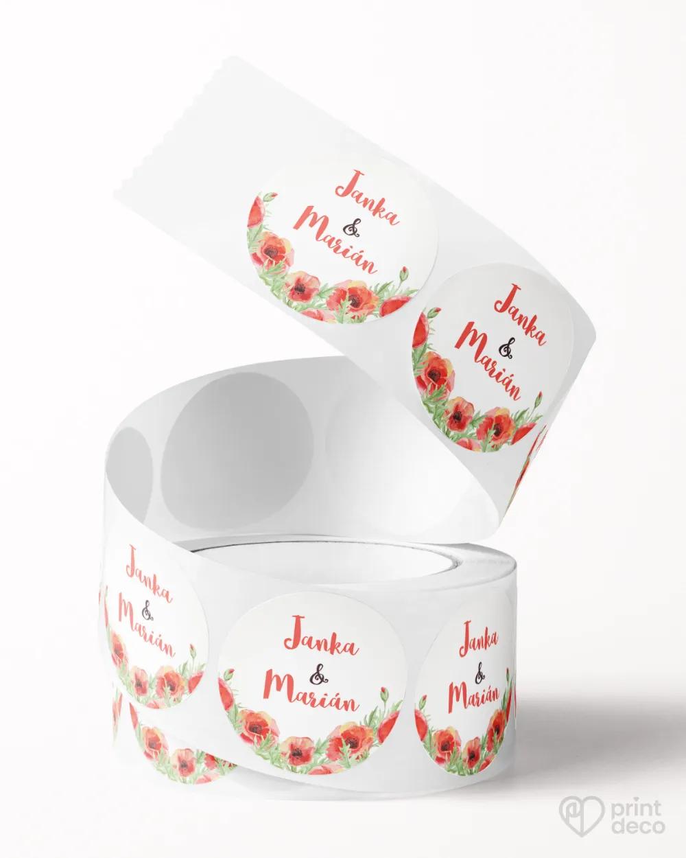 Mini nálepky na obálky / darčeky s motívom poľné maky 2/3