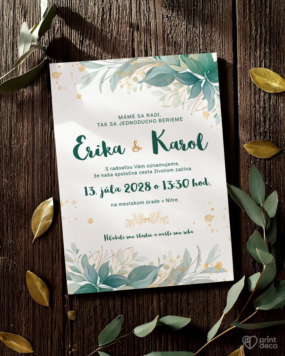 Svadobné oznámenia - Greenery II. 1/2