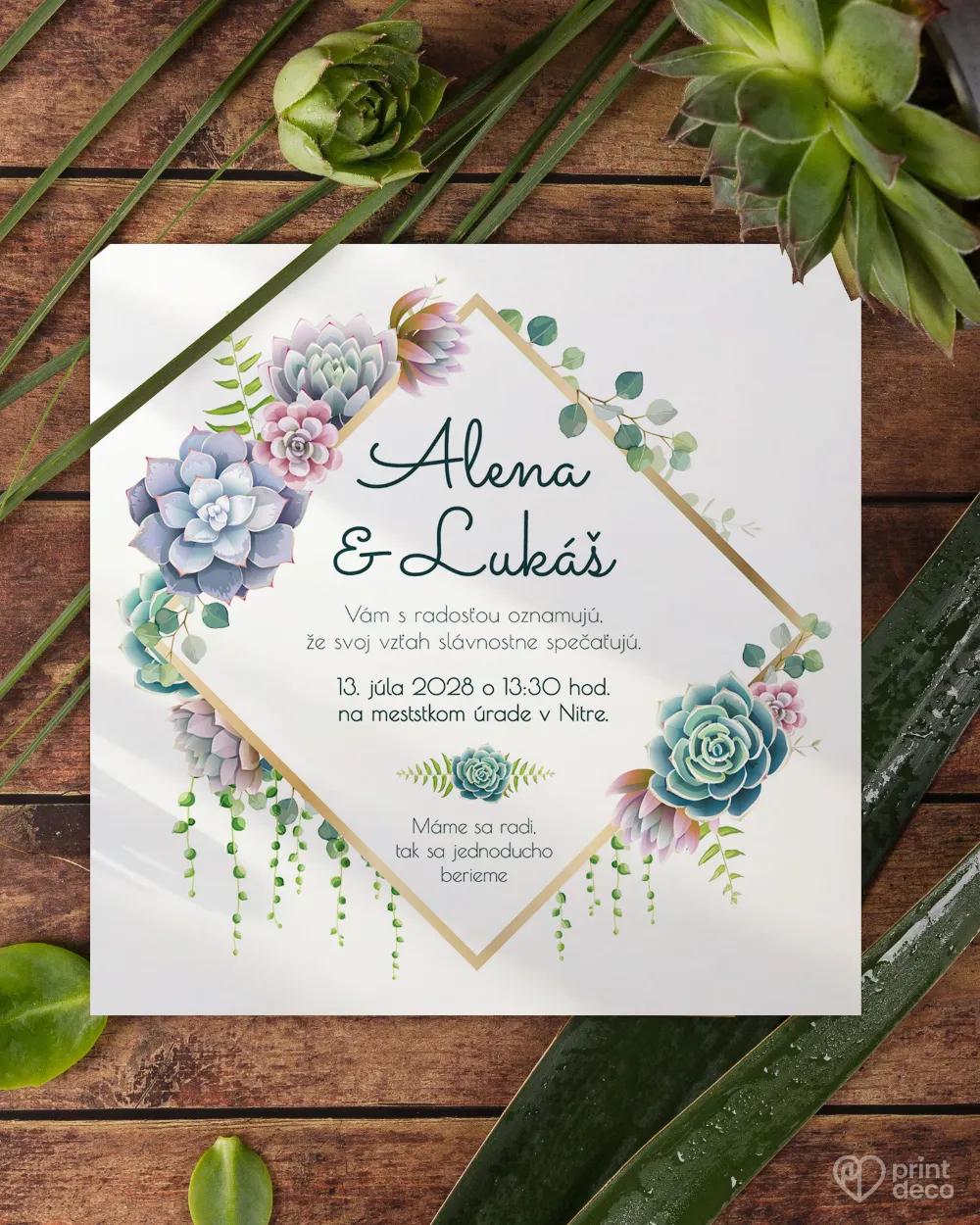 Svadobné oznámenia - Sukulenty 1/3