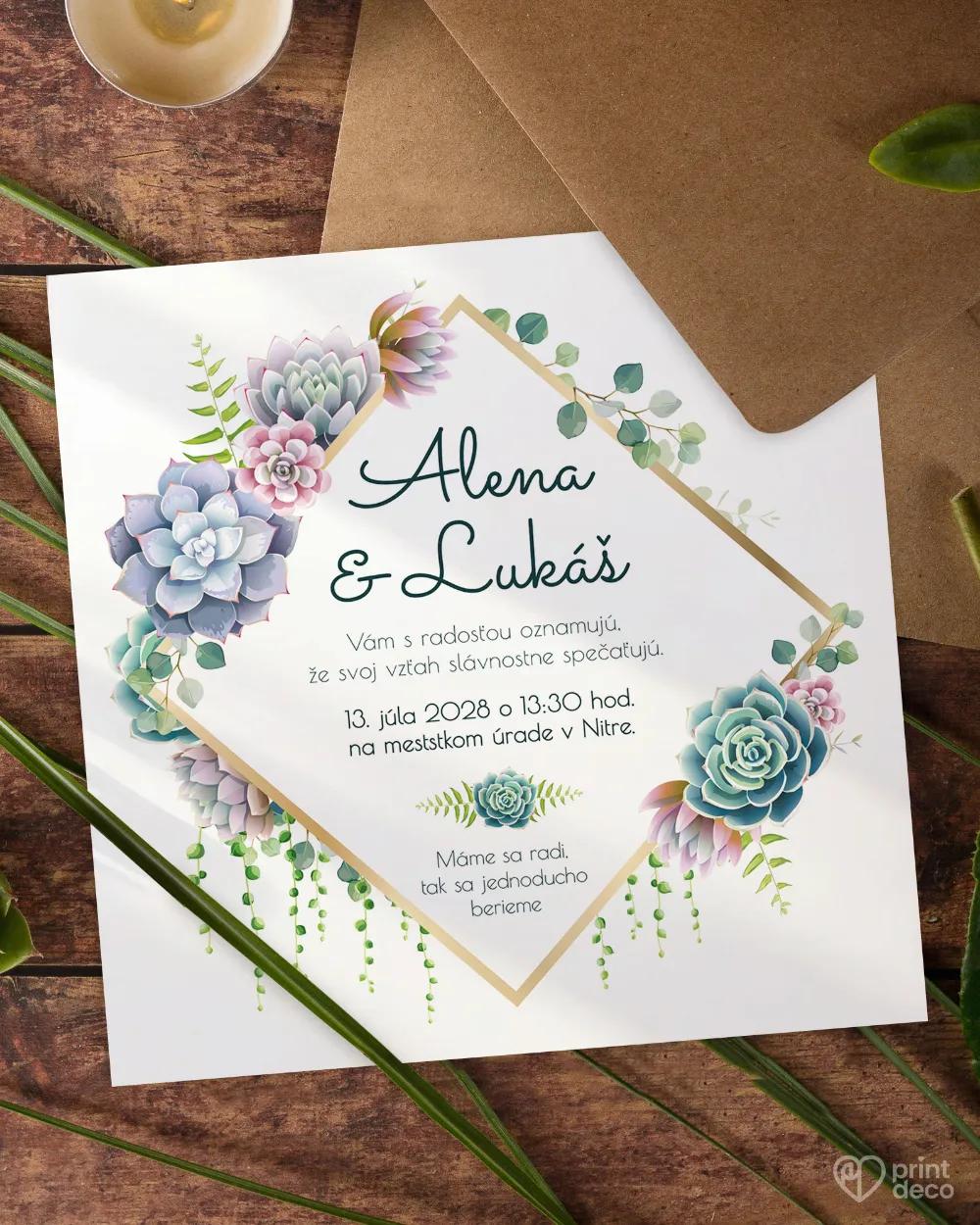Svadobné oznámenia - Sukulenty 2/3