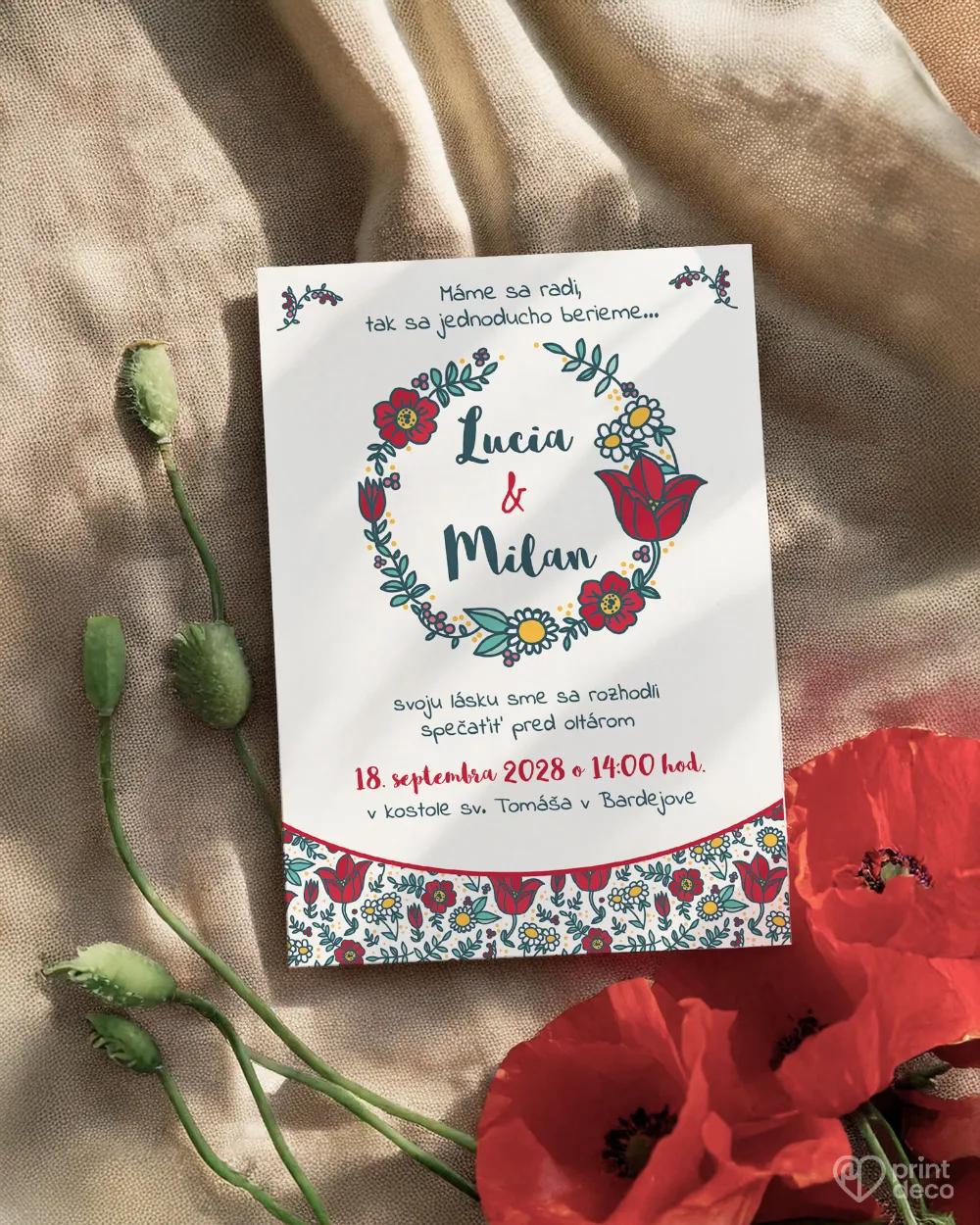 Svadobné oznámenia - Kreslené poľné kvety IV. 1/2