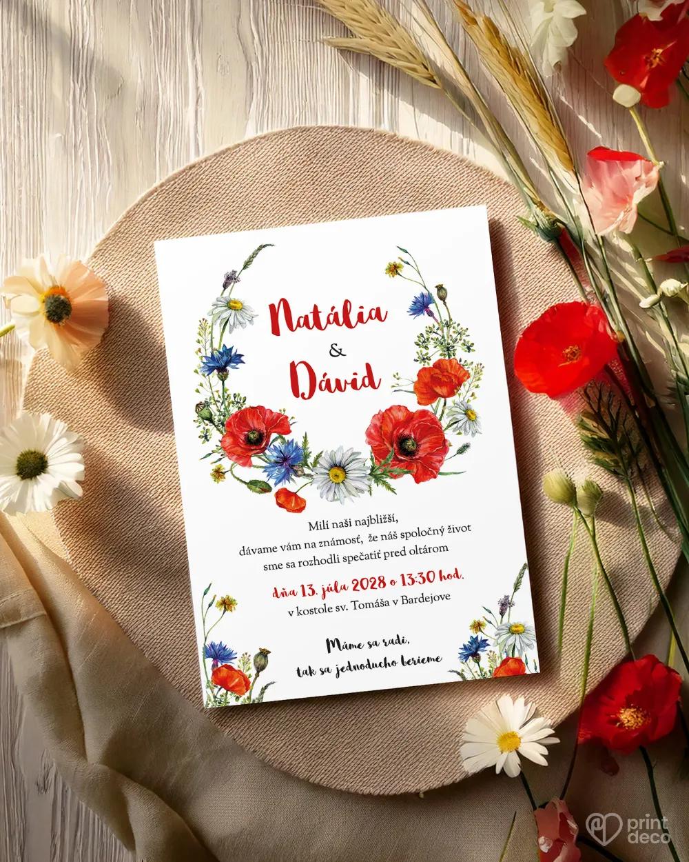 Svadobné oznámenia - Pestré poľné kvety V. 1/2