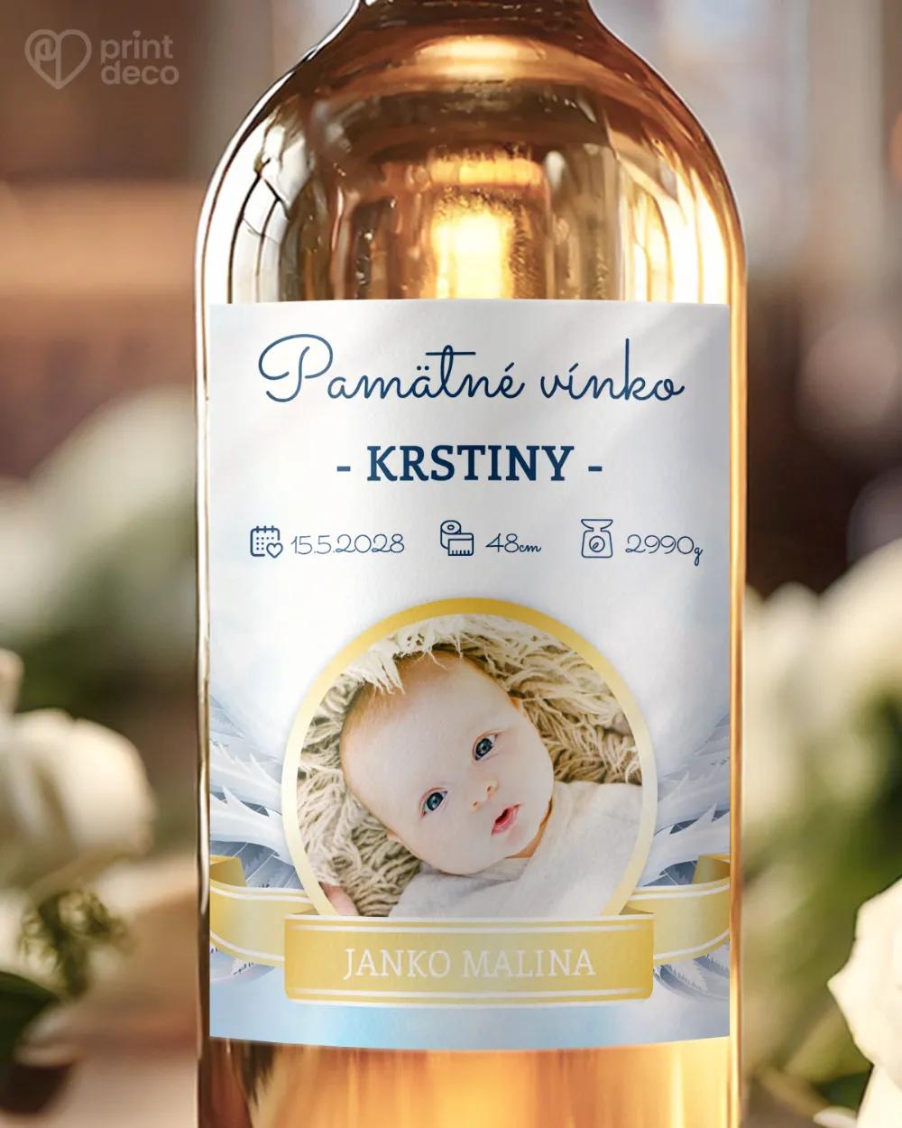 Etikety na víno a pálenku zo sviatosti krstu, prijímania, konfirmácie - motív 07 modrá