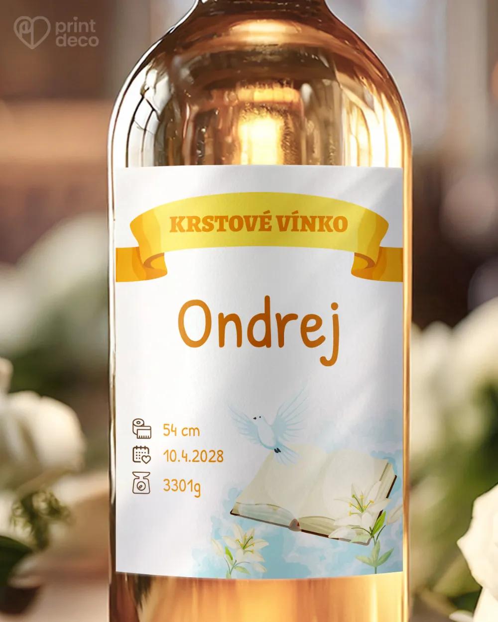 Etikety na víno a pálenku zo sviatosti krstu, prijímania, konfirmácie - motív 08