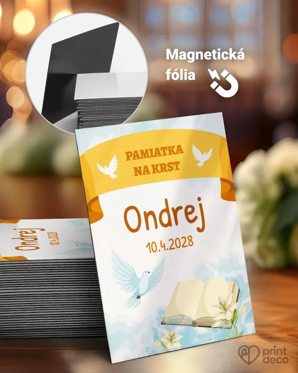 Pamätné magnetky zo sviatosti krstu, prijímania, konfirmácie - motív 08