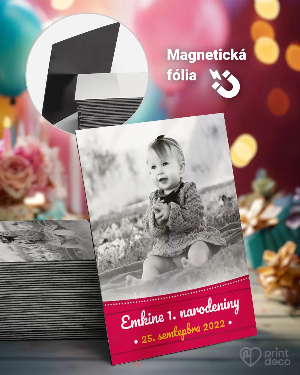 Pamätné magnetky z oslavy obdĺžnik - Detský motív 02 - ružová