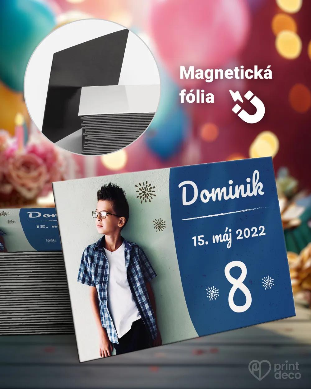 Pamätné magnetky z oslavy obdĺžnik - s fotkou 03 - modrá