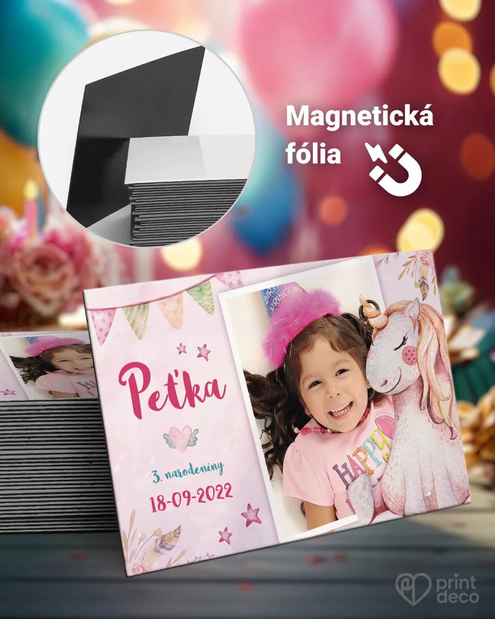 Pamätné magnetky z oslavy obdĺžnik - Jednorožec s fotkou