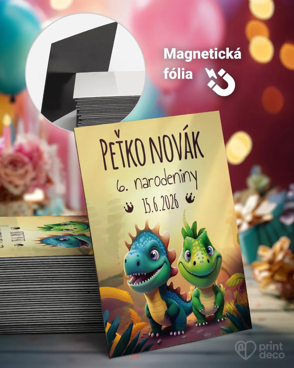 Pamätné magnetky z oslavy obdĺžnik - Dino Párty