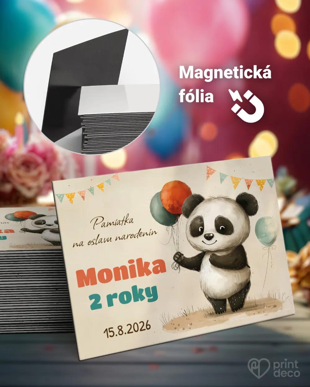 Pamätné magnetky z oslavy obdĺžnik - Kreslená Panda