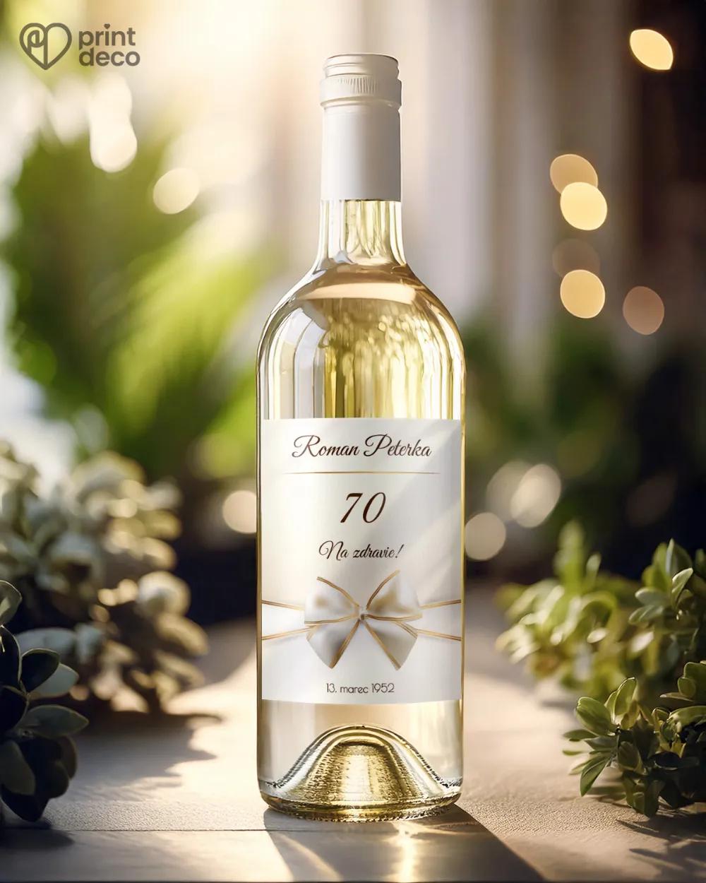 Etikety na fľaše Luxusný motív so zlatou mašľou 1/2