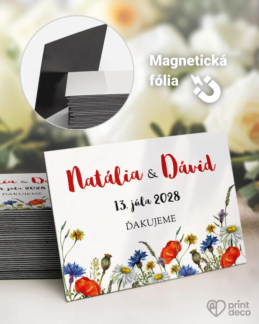 Svadobné magnetky - Pestré poľné kvety V.