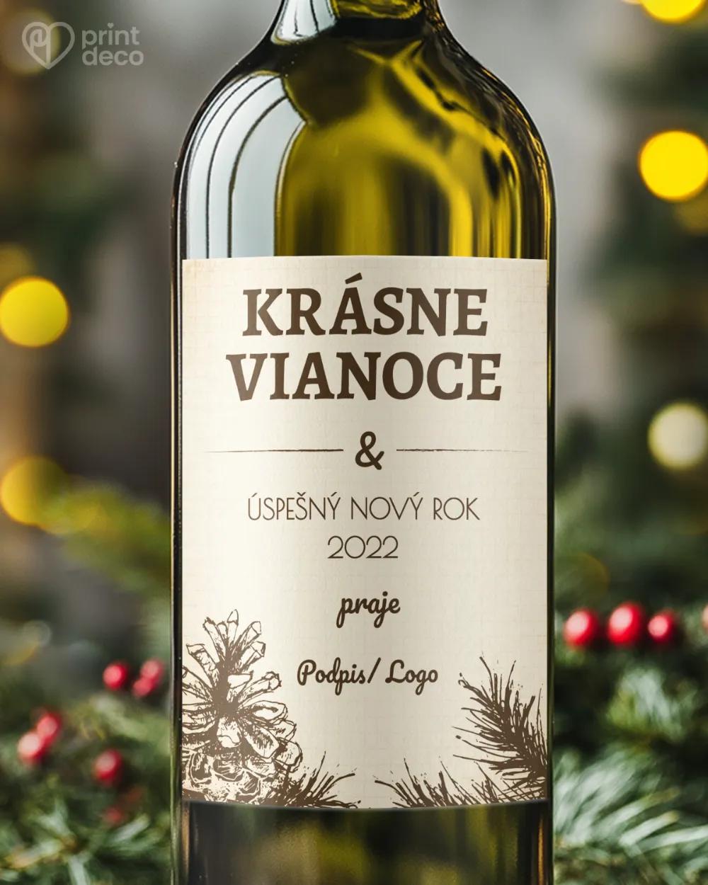 Vianočná etiketa na fľaše – motív 06