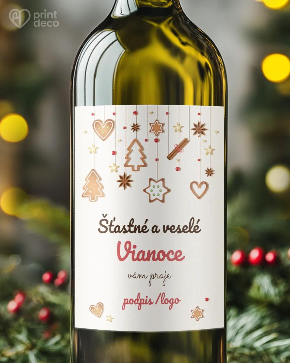 Vianočná etiketa na fľaše – motív 10